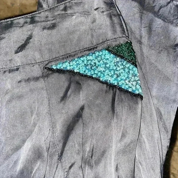 Anthropologie Boho Raga Bead Embellished Silky Satin Whimsical Pants Size S - Picture 10 of 11